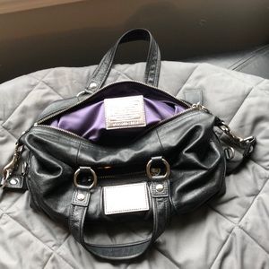 Black leather satchel
